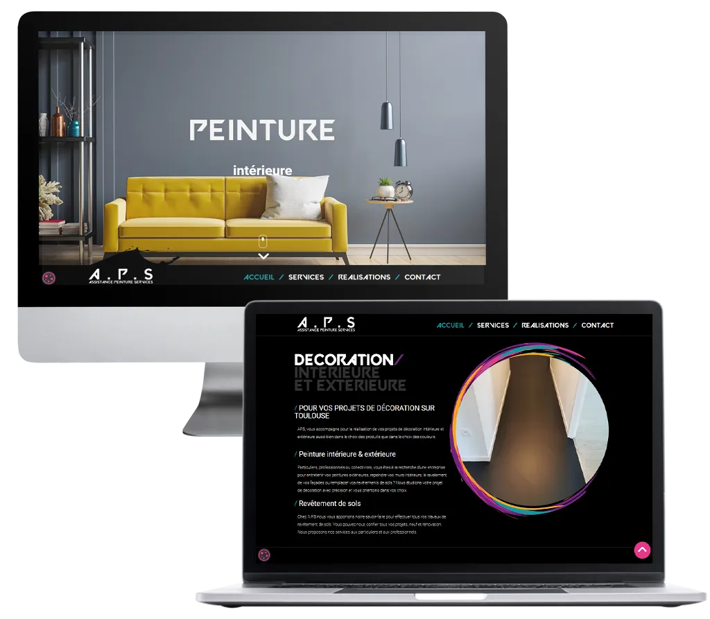 Image représentant un site vitrine créé par Crazy Création pour la société A.P.S 31 à Bruguières Création de site vitrine à Bruguières