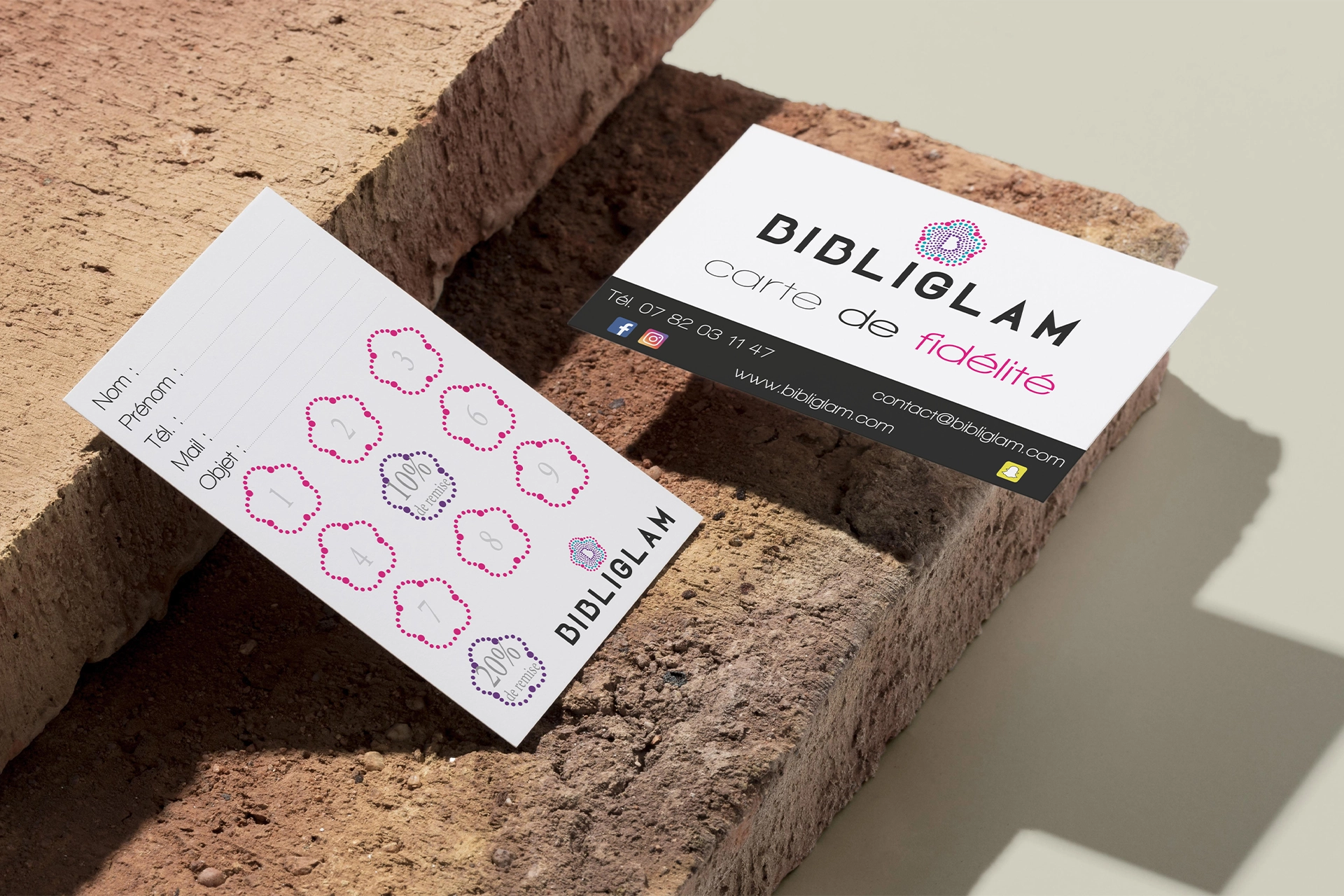 Exemple de cartes de fidélité imprimées par Crazy Création pour des commerces à Toulouse Impression de cartes de fidélité sur Toulouse